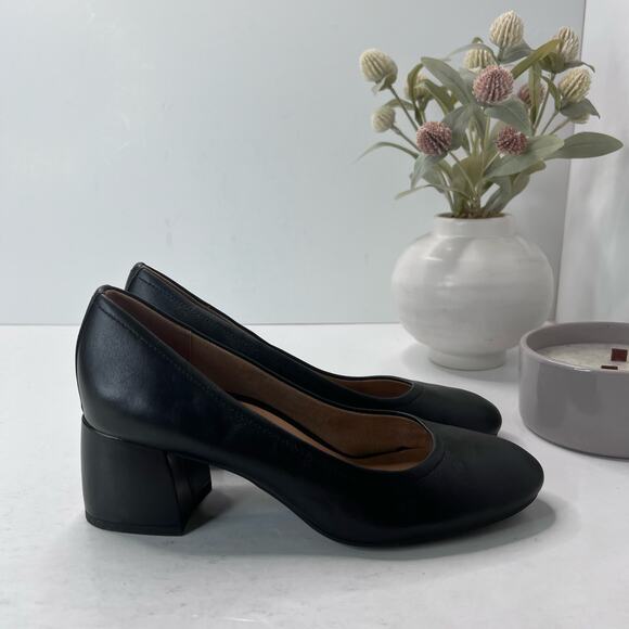 Vionic Carmel Leather Slip On Chunky Heel Pump Black Women's 7M Light Wear - Picture 3 of 10